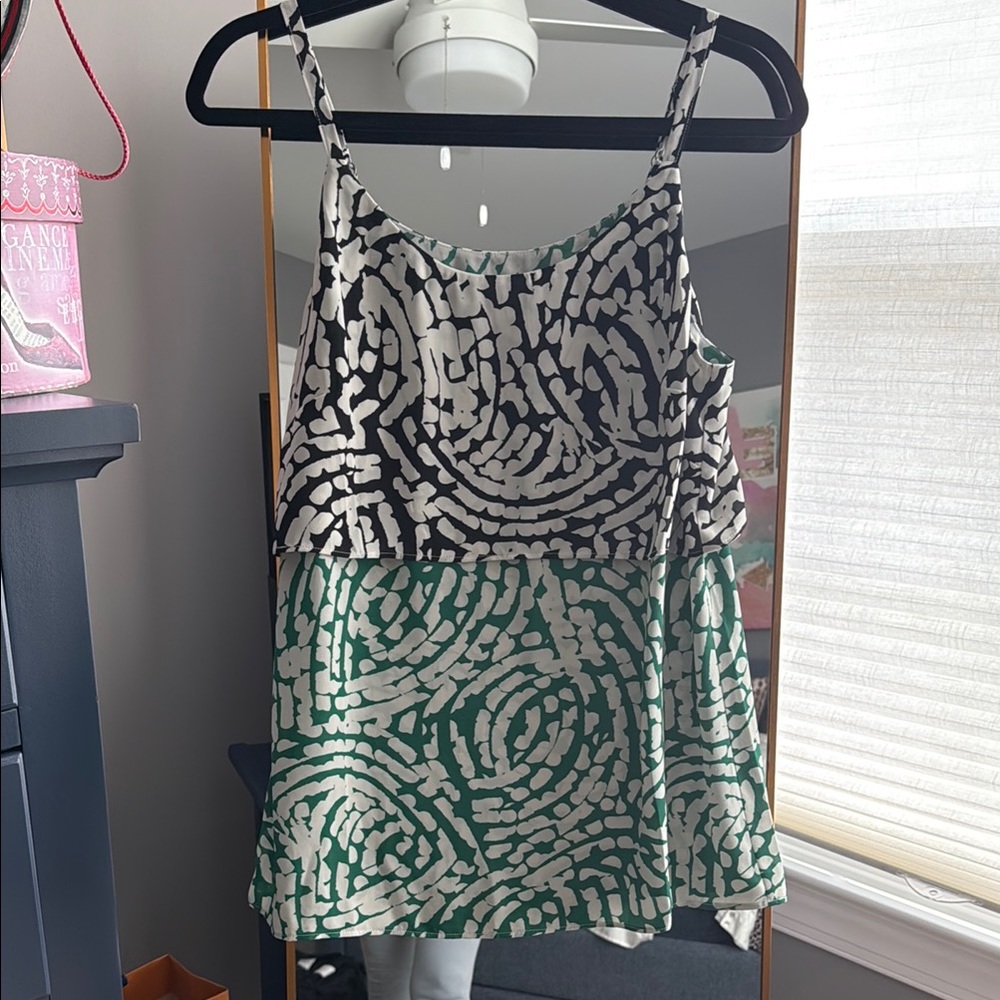 Stylish Green and Black Patterned Women's Top